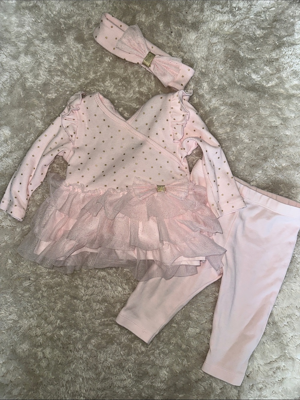 Baby Girls Pink Tutu Legging Set with Headband